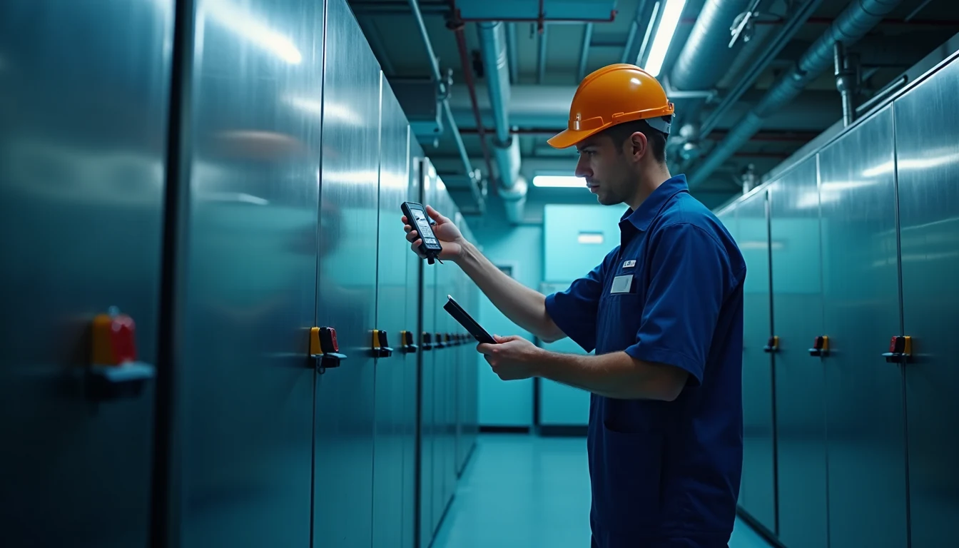 Soğuk hava deposunda sıcaklık takibi yapan teknik ekip